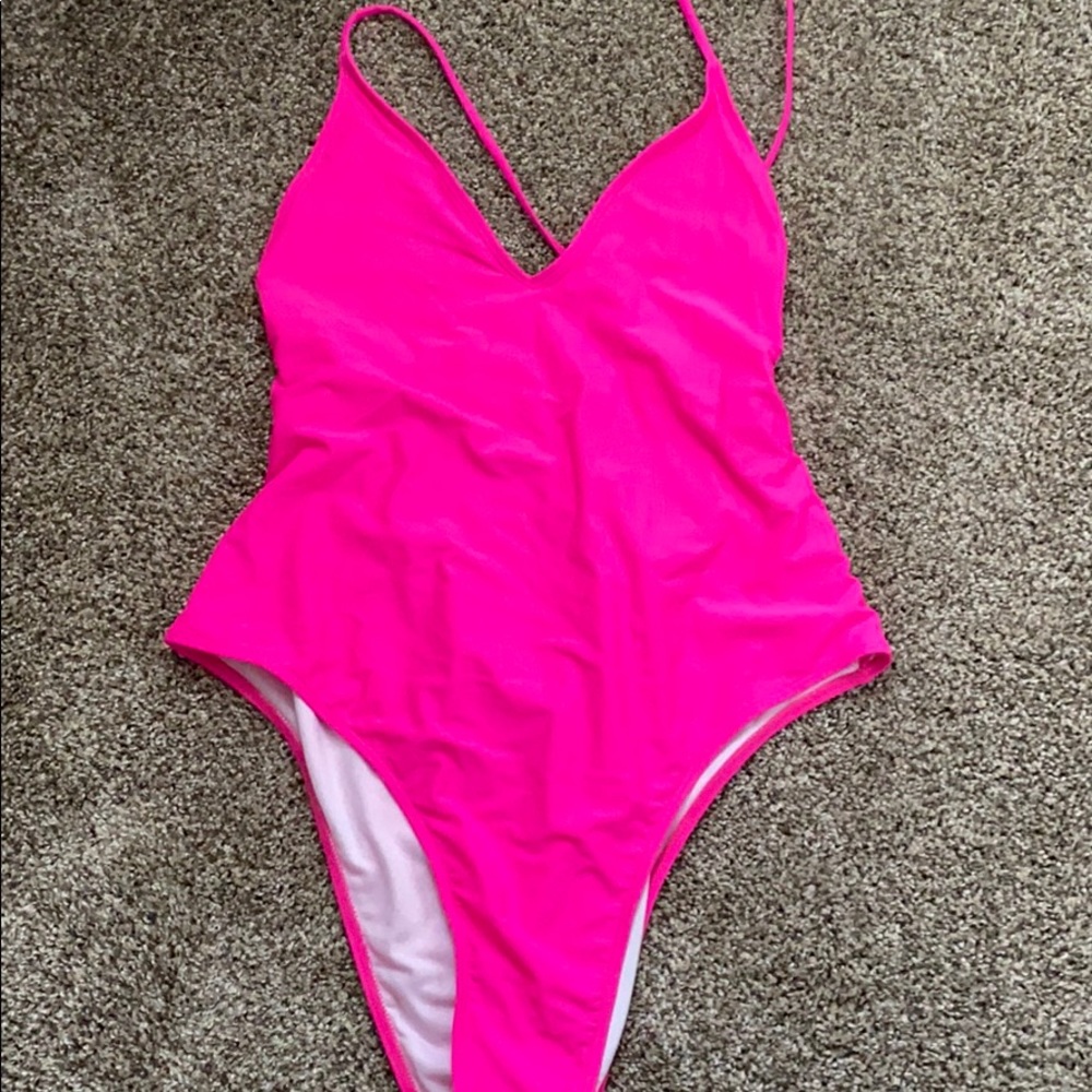 Shein 2XL one piece hot pink swim suit